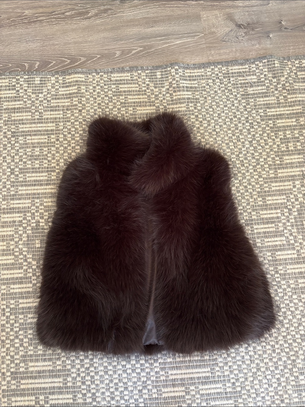 Zara Plush Faux Fur Vest in Deep Brown